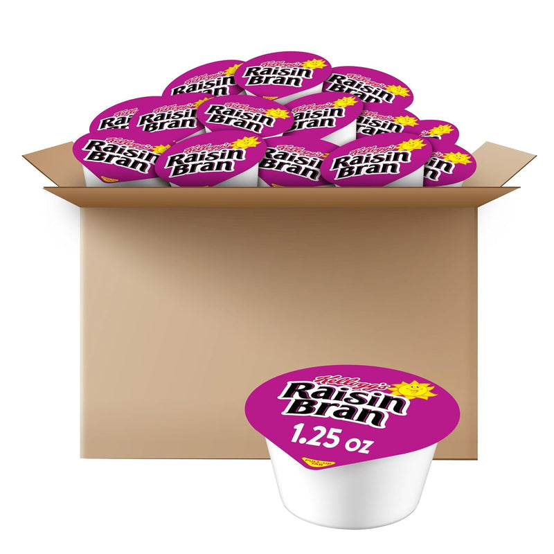 Kellogg's Raisin Bran Crunch Breakfast Cereal Cups, Fiber Cereal, Made with Real Fruit, Original, 33.6oz Case (12 Cups)
