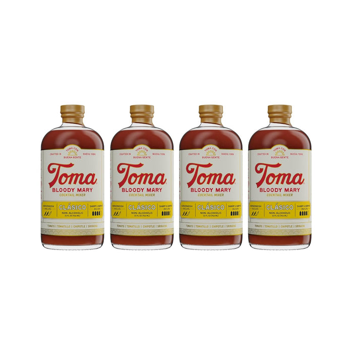 Toma Bloody Mary Mix, Premium Cocktail Mixers for Simple At-Home Hosting for Brunch and Events, All-Natural, Gluten Free, Vegan, No Added Preservatives, PICANTE/CLASICO 32oz (Spicy/Medium), Pack of 2