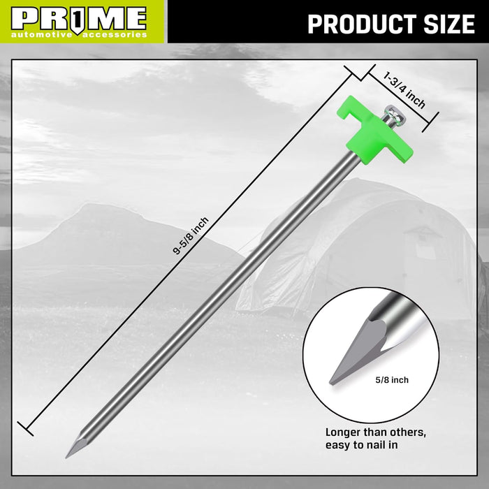 PR1ME Tent Stakes 12 Pack, Galvanized Non-Rust Family Pop Up Household Tent Pegs, Heavy Duty Yard Stakes, for backyards, Canopy, and Outdoor Decorations