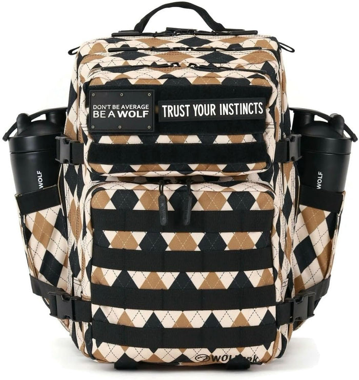 WOLFpak 35L Athletic Gym Backpack - Durable 1000D Waterproof Oxford Material w/MOLLE Webbing, Laptop Pocket & Dual Cup Holders, Durable Fitness/Travel/Military Daypack (Timber Wolf Yellow Jacket)