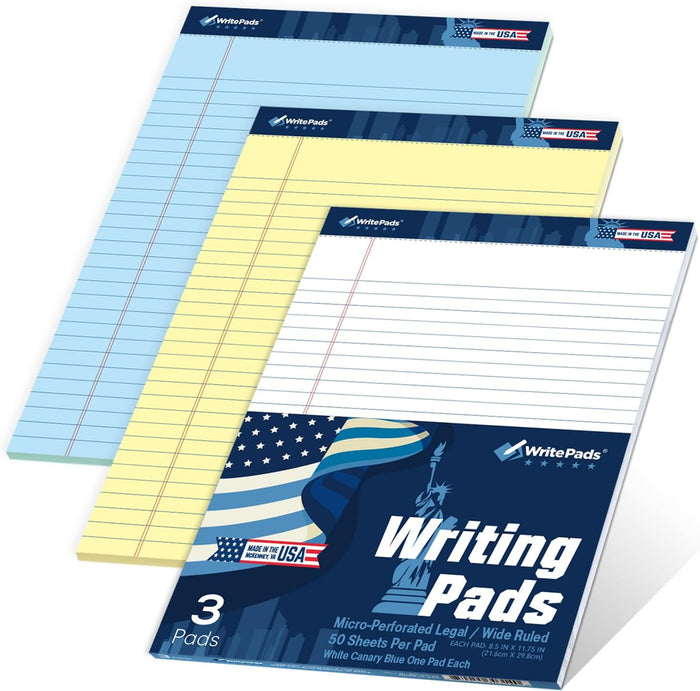 KAISA Small Legal Pads 5x8 Note Pads, Narrow Ruled 5"x8" Writing Pads, 50 Sheets Perforated Notepads, 20lb Heavyweight Rigid Back Premium Legal Pads, Canary Paper Pads, 12Pad