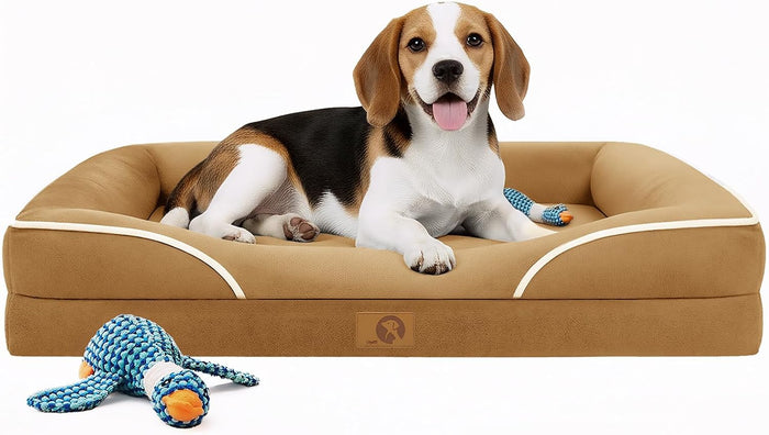 Homemate Dog Bed Large Sized Dog: 42x30 inch Orthopedic Large Dogs Bed XL Outdoor Pet Cat Bed Sofa Supplies with Toy Dogs Crate Pad Couch with Removable Washable Cover & Non-Slip Botton Dark Grey
