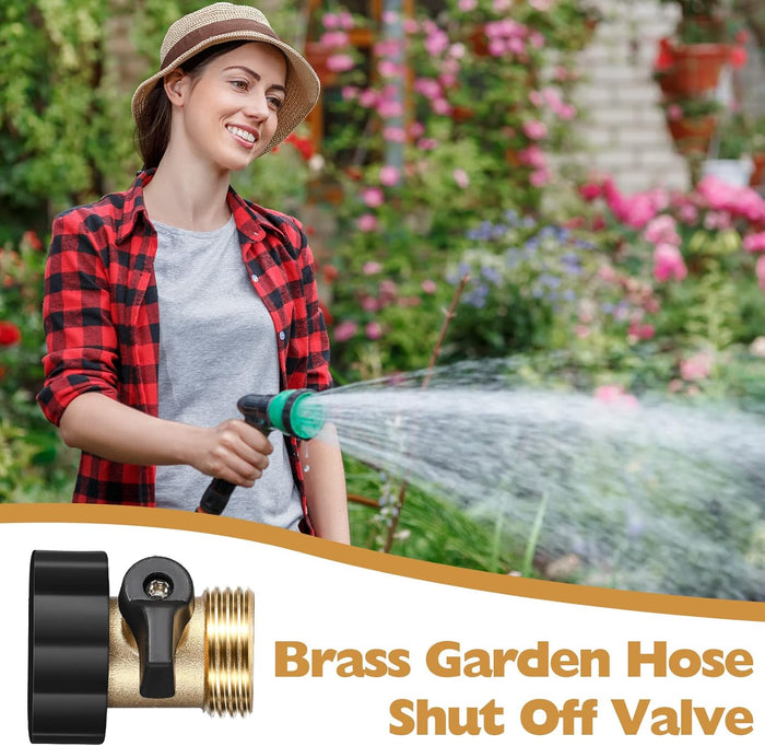 Tudomro 4 Pack Garden Hose Shut Off Valve Durable Heavy 3/4 Brass Shut Off Valve for Garden Hose with Extra Pressure Washer Water for Household Cleaning