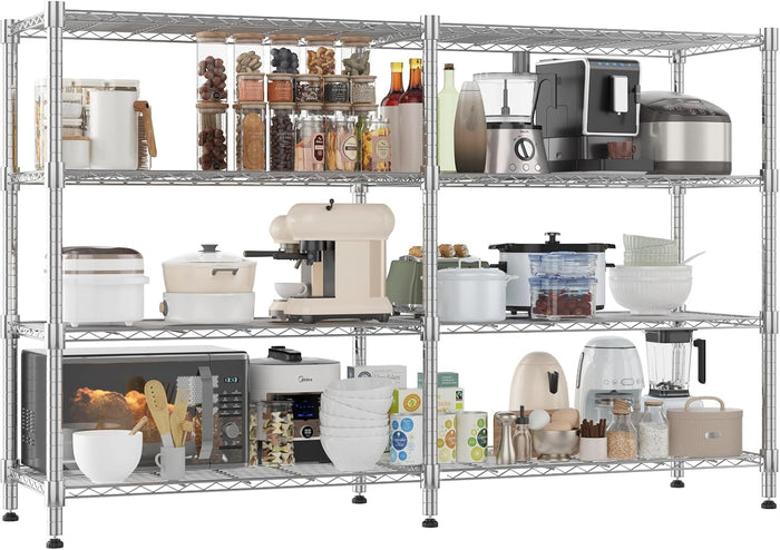 Homdox 5 Tier Storage Shelves, Heavy Duty Wire Shelving Unit, Adjustable Metal Shelves for Storage, Garage Rack Pantry Shelves Kitchen Shelving, 14"x60"x72", Silver Gray