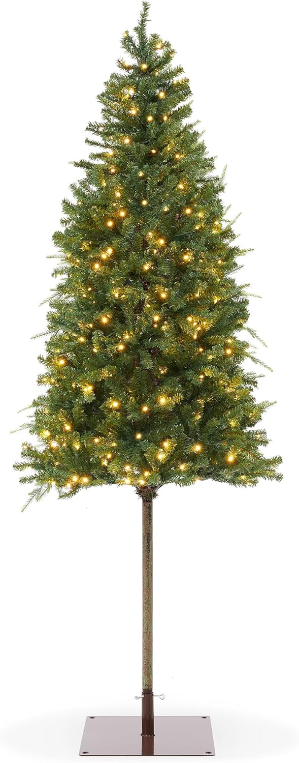 Casafield 6.5FT Pre-Lit Realistic Pencil Alpine Fir Artificial Holiday Christmas Tree with LED Lights and Metal Stand