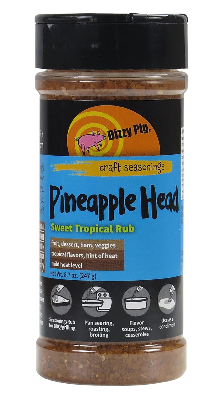 Dizzy Pig Pineapple Head Savory Sweet Tropical Seasoning Rub (Sample) - Hand Made in the USA - Seasons 2-4 lbs of Food - MSG Free, Gluten Free