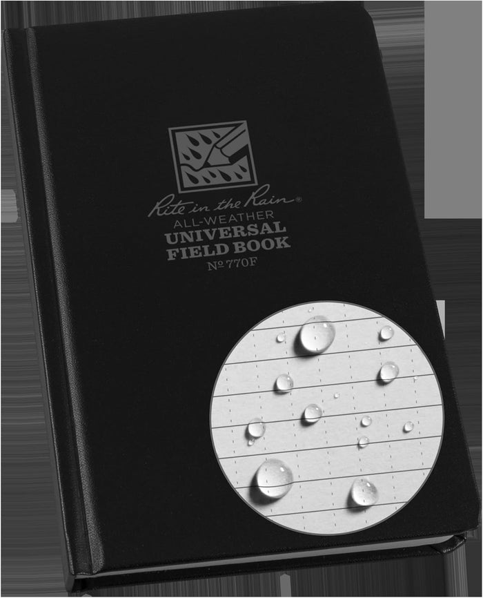 Rite in the Rain Weatherproof Hard Cover Notebook, 4.75" x 7.5", Green Cover, Universal Pattern (No. 970F)