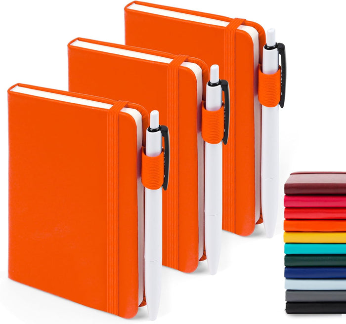 feela 3 Pack Pocket Small Notebook Journals, Mini Cute Hardcover College Ruled Notepad Women Office Supplies, with 3 Black Pens, 3.5”x 5.5”, A6, Pastel Colors, Light Blue, Light Purple, Light Green