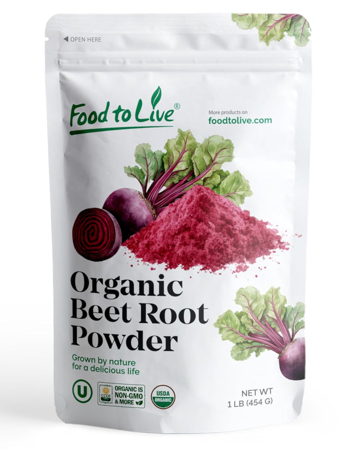 Food to Live Organic Beet Root Powder, 4 Pounds — Non-GMO, Raw, Kosher, 100% Pure, Vegan Superfood, Bulk, Rich in Iron and Fiber, Great for Juices, Drinks, and Smoothies