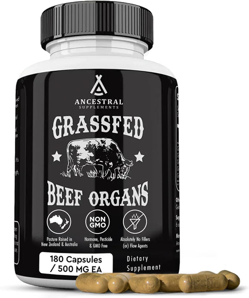 Ancestral Supplements Grass Fed Beef Liver 180 Capsules, Supports Energy Production, Detoxification, Digestion, Immunity and Full Body Wellness, Non-GMO, Freeze Dried Liver Health Supplement