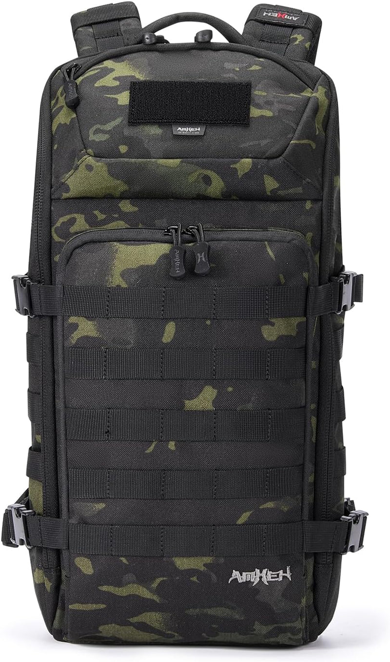 Tactical Backpack Military Slim Army Bag Molle Daypack 20L Outdoors Hiking Camping Travel EDC Pack with Multiple Pockets Waterproof for Men (Black)