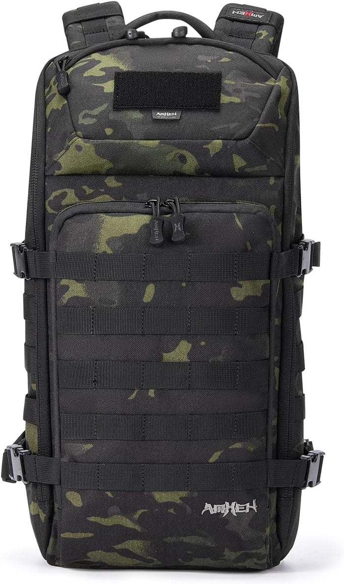 Tactical Backpack Military Slim Army Bag Molle Daypack 20L Outdoors Hiking Camping Travel EDC Pack with Multiple Pockets Waterproof for Men (Black)