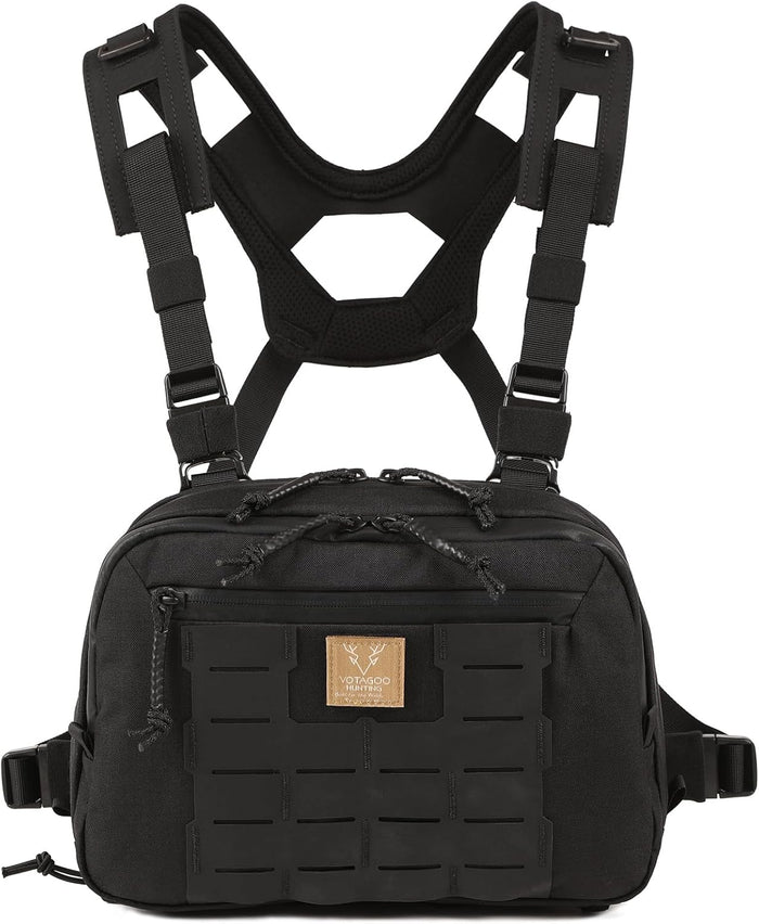 Tactical Chest Rig Bag, 3L Utility Hypalon Molle Chest Rig With Map Pocket 500D Cordura Chest Bag for Hunting Workouts (Ranger Green)