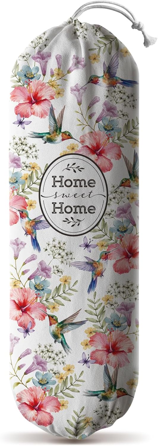 Hglian Plastic Bag Holder Retro Highland Cow and Flowers Grocery Bag Holder Storage Organizer Extra Large