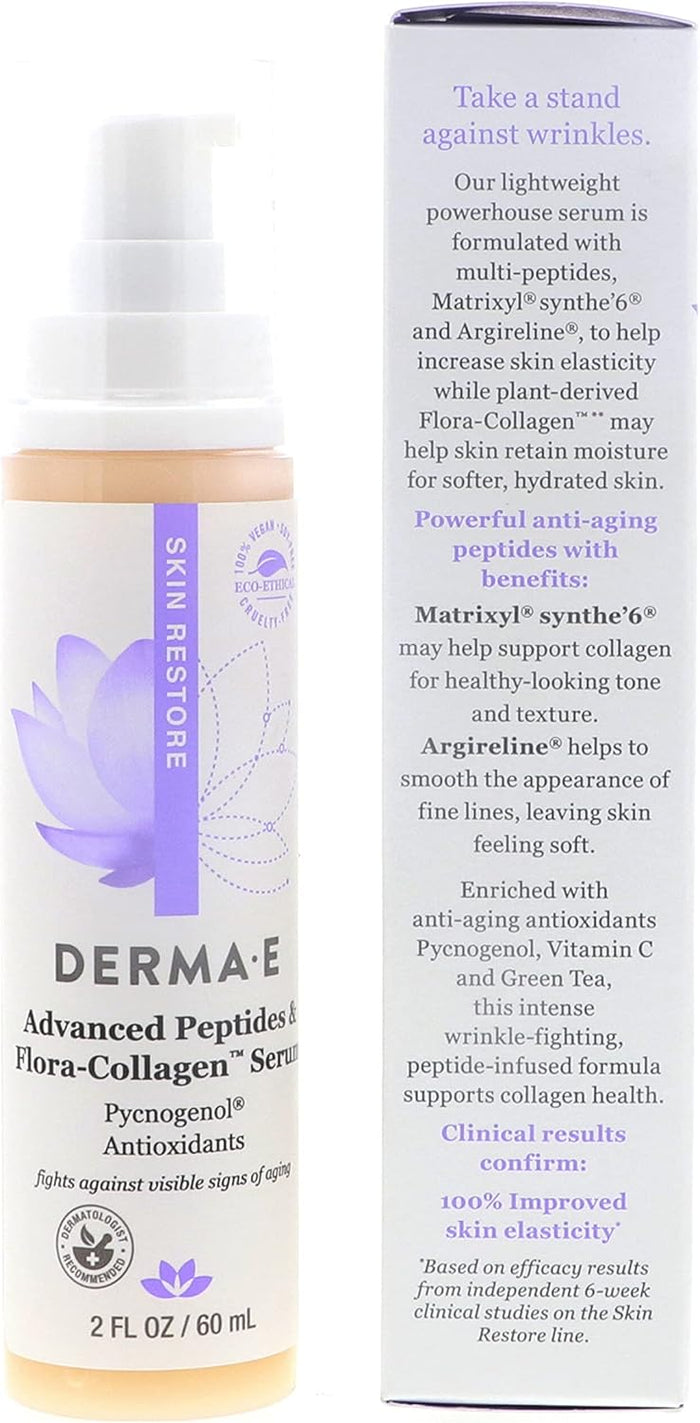Derma E Advanced Peptide and Collagen Serum, 2.0 ounces. Pack of 2