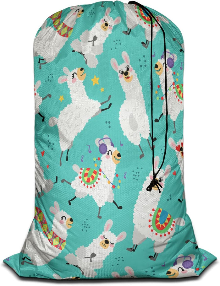 Swono Watercolor Sketch Poppy Large Laundry Bag Washable Large Dirty Clothes, Leaf Repeating Pattern Drawstring Organizer Bag, Fit Hamper Basket Camp Travel Home Dorm, Pink Black
