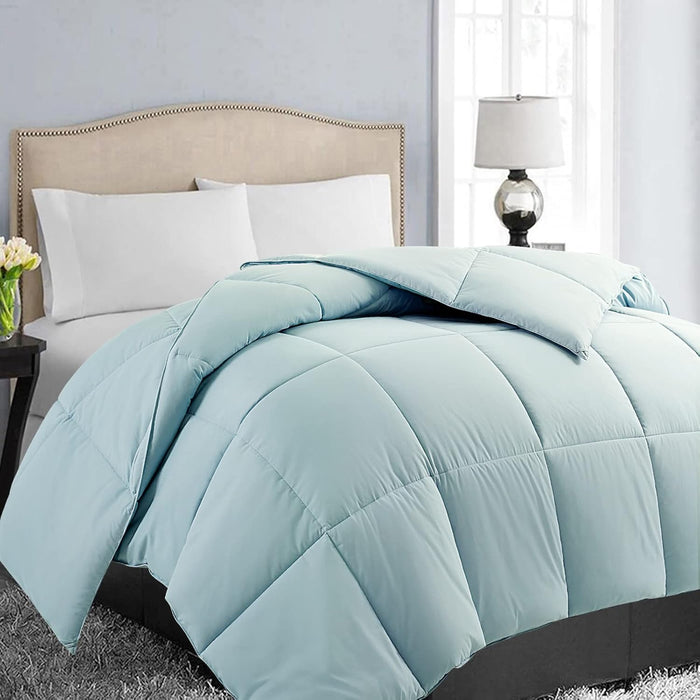 EASELAND Oversized Queen Down Alternative Comforter - Quilted Duvet Insert for All Seasons, Soft Lightweight with Corner Tabs, Summer Winter Warm Bedding, Black 98×98 Inches