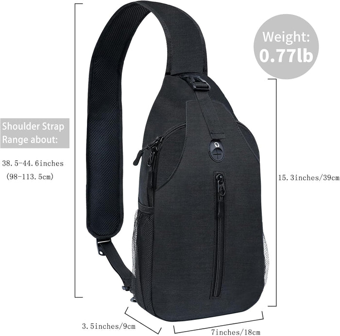 Sling-Bag Crossbody-Bag Women-Men Backpack-Daypack - Hiking Chest Travel with Water Bottle Pocket Portable Hiking Daypacks For Women Black