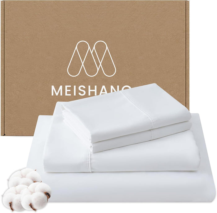 MEISHANG 1000 Thread Count Egyptian Cotton Sheets King - 100% Egyptian Cotton Sheet Set, Sateen Weave, Soft & Breathable, 16" Deep Pockets - 4 Piece (King, Dark Green)