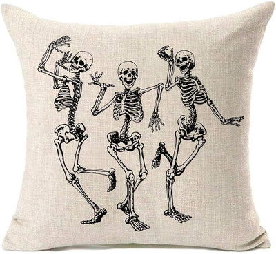 MFGNEH Halloween Decorations Skull Pillow Covers, Home Decor Cotton Linen Sofa Throw Pillow Case Cushion Cover 18" x 18"