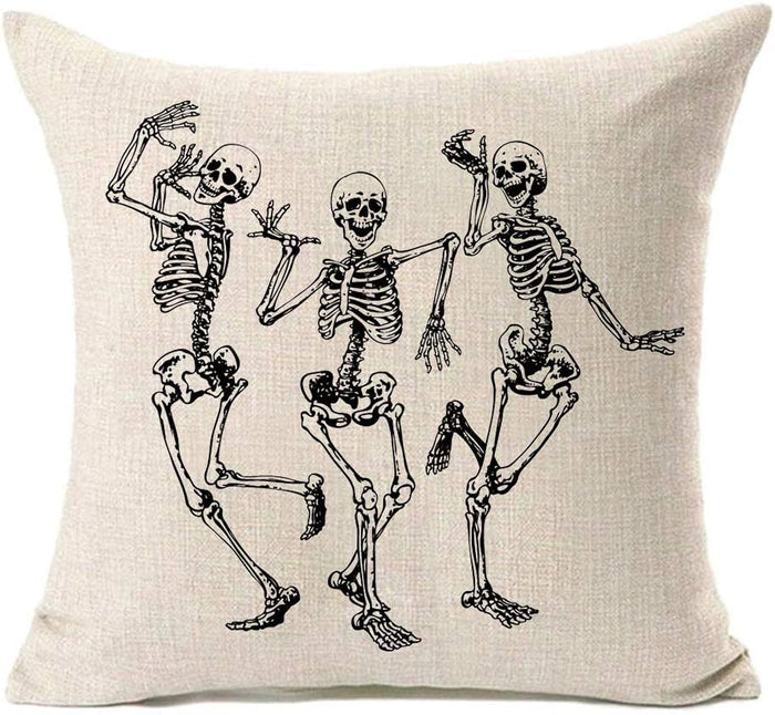 MFGNEH Halloween Decorations Skull Pillow Covers, Home Decor Cotton Linen Sofa Throw Pillow Case Cushion Cover 18" x 18"