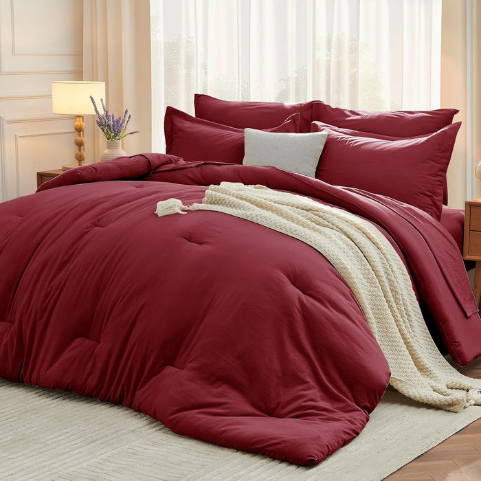 MUXHOMO 5 Pieces Twin XL Comforter Set, Soft Bed in a Bag Twin XL Size, All Season Bedding Set with Comforter, Flat Sheet, Fitted Sheet, Pillowcases & Shams, Lavender