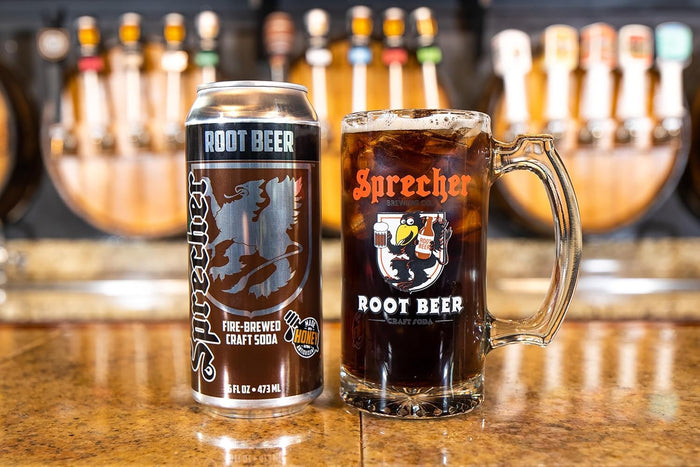 Sprecher Root Beer & Cream Soda Craft Soda – Fire-Brewed with Real Honey, Caffeine-Free & Gluten-Free Gourmet Sodas – 16 fl oz Cans (24 Total)