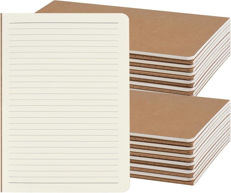 ZCZN 50 Pack A5 Kraft Notebooks Bulk, 8.15x5.5 Inches Lined Paper Journaling Notebooks, Notebooks for Work, Composition Notebooks for School, Journal Notebooks for Office, 60 Pages