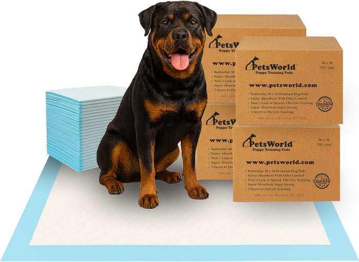 PETSWORLD Extra Large Potty Pads for Dogs, Odor Eliminating 30" x 36", 150 Count Pee Pads for Dogs, Gigantic XL Dog Pads, 5 Layer Ultra Absorbent Technology, Leak Proof Training Pads for Dogs & Cats
