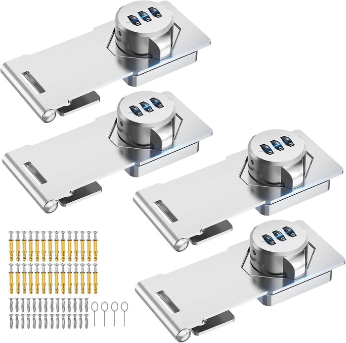 Household Cabinet Password Hasp Locks, Cabinet Locks with Combination, Door Security Slide Latch for Small Barn Doors, Bathroom, Outdoor, Garden (2 Pack Black)