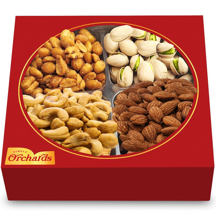 Holiday Nuts gift Basket - Delicious Mixed Cravings Gourmet Collection, Features 7 Sectional Platter with Freshly Roasted Nuts, Thanksgiving Gift Basket.