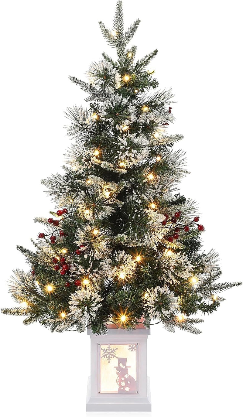 3 Ft Pre-Lit Christmas Tree, Artificial Christmas Trees with Lighting, Xmas Trees with 78 Led Lights, Christmas Decoration for Home, Office, Easy Assembly
