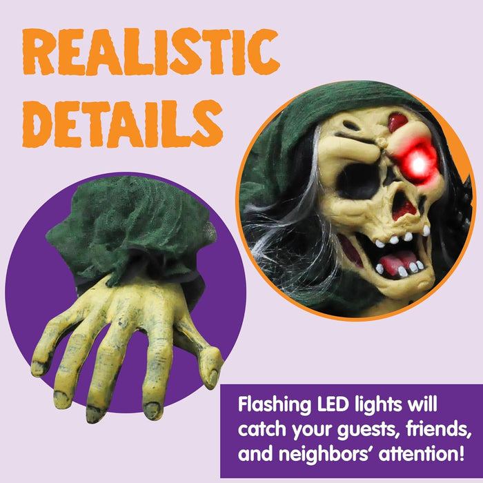 JOYIN Halloween Outdoor Decoration Zombie Groundbreaker, Outside Halloween Graveyard Decor, Zombie Prop with Creepy Sound and Glowing Eyes, Scary Groundbreaker Decorations for Lawn Yard Haunted House