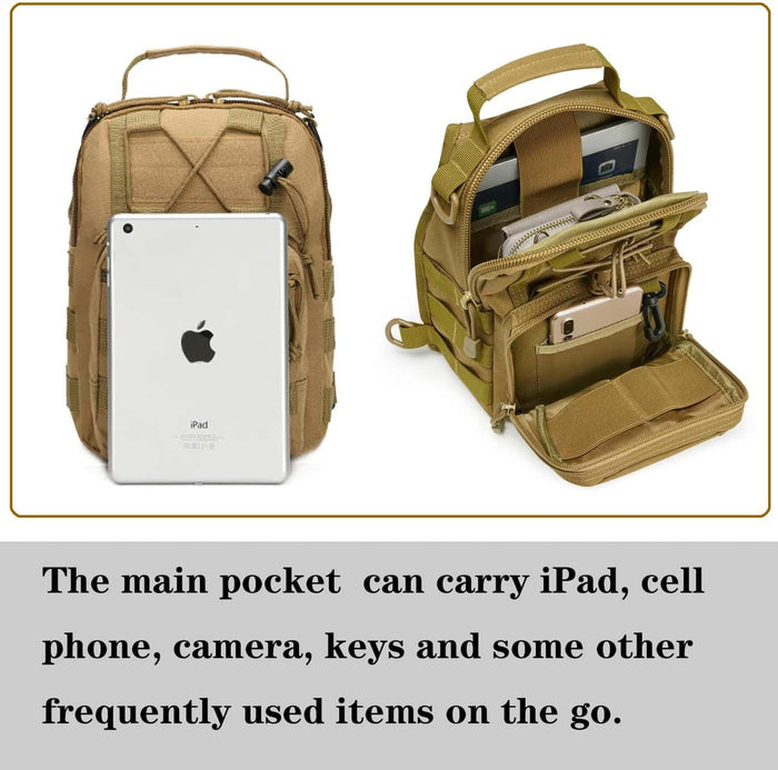 Tactical Sling Bag for Men，Tactical Shoulder Bag，Small Tactical Bag for Men (Khaki)