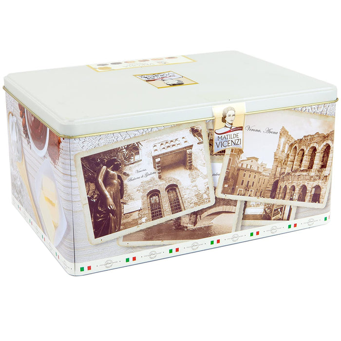 Matilde Vicenzi Verona Cookie Tin - Gourmet Italian Cookies Assortment in Individually Wrapped Trays - Pastries & Bakery Dessert for Christmas Gifts - Assorted Cookies in Italian Design Gift Tin 25.4oz (720g)