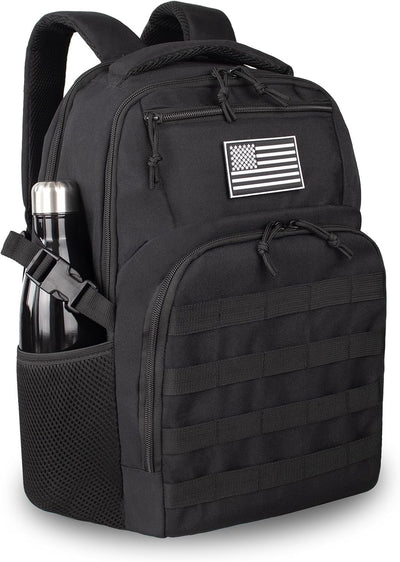 Military Tactical Backpack for Travel Hiking,Black Backpack for Men with Bottle Holder, 30L Small Laptop Backpack for Work, Men's Assault Bag Back Pack