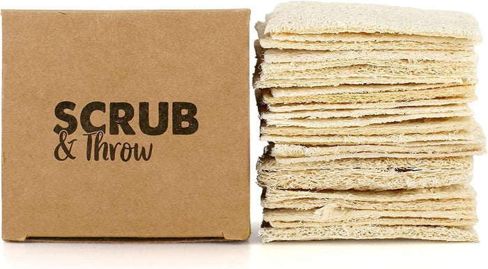 Scrub & Throw Natural Loofah Sponges, Multipurpose Dish Cleaning Tools (Pack of 180) for Kitchen, Bathroom, and Household Use - Non-Scratch
