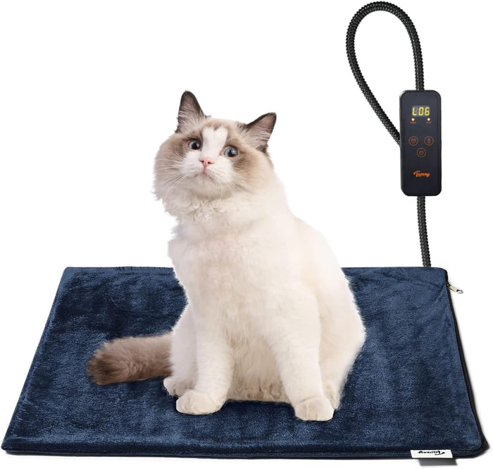Toozey Medium Pet Heating Pad, 28x20 in, 6 Temp Settings, Timer, Waterproof, Chew-Resistant Cord, for Dogs and Cats