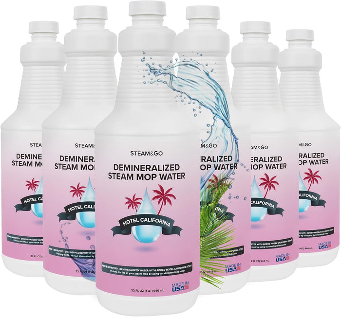 Steam & Go Deminerilized Water - Multi-Surface Cleaner for Steam Cleaners, Hardwood Floors, Kitchens, & Bathrooms - Germ-Killing Formula - Hotel California Scent - 32 Ounces (Pack of 1)