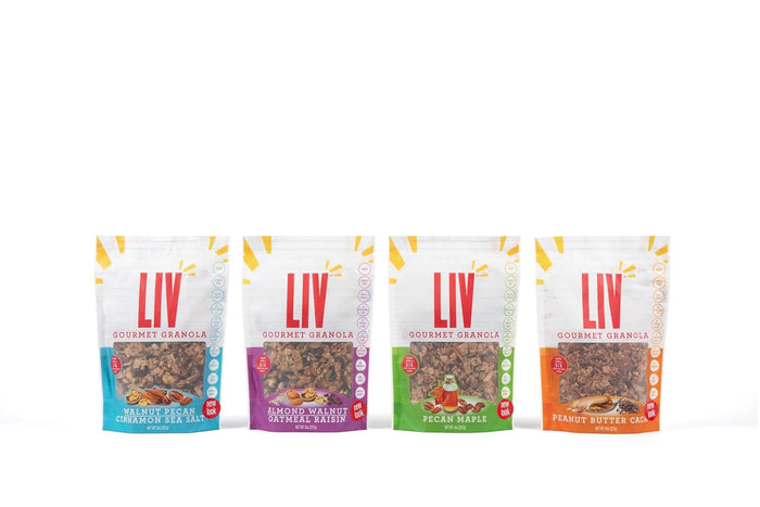 Liv Gourmet Peanut Butter Cacao Granola - 8oz (Pack of 2) | Healthy, Nutrient-Dense Snack, Breakfast Cereal | 1:1 Nut-to-Oat Ratio | Non-GMO, Low Sugar, Vegan | Organic Oats, No Artificial Ingredients, No Seed Oils, Lightly Sweetened, Women-Owned