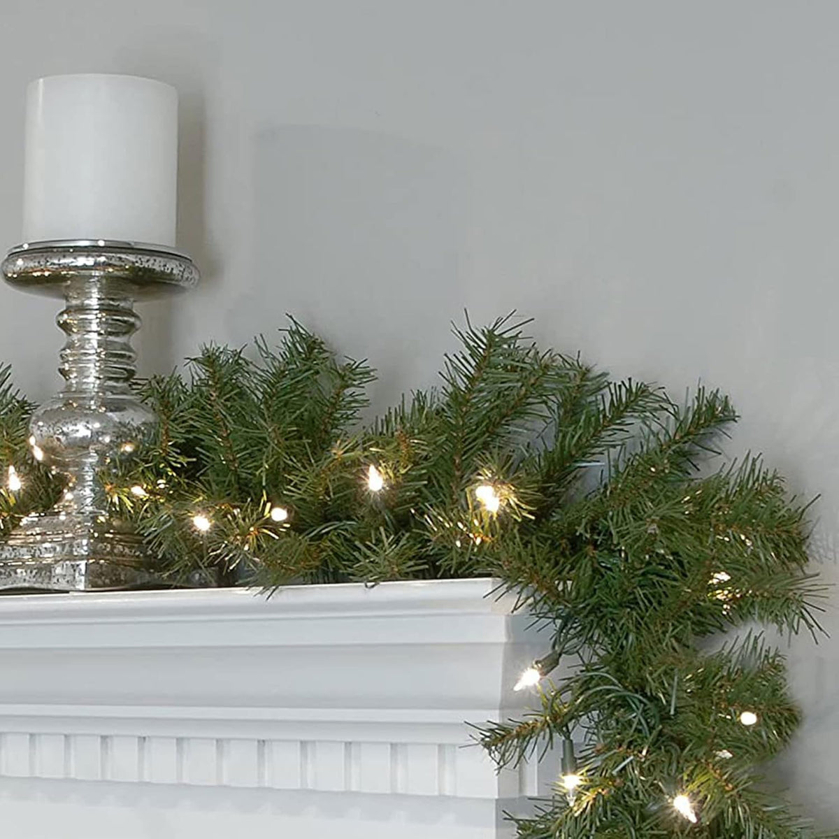 National Tree Company Pre-Lit Artificial Christmas Garland, Green, Norwood Fir, White Lights, Battery Operated, Christmas Collection, 9 Feet