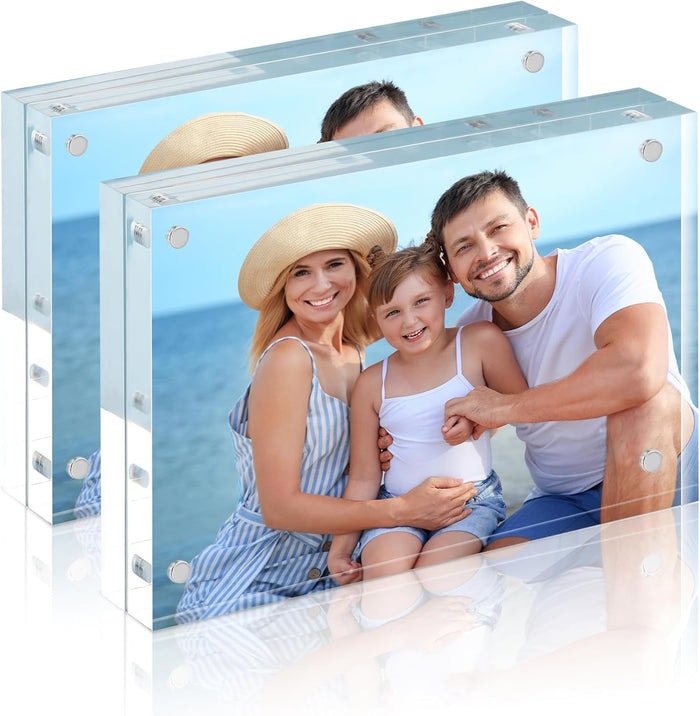 HOUSE DAY Acrylic Picture Frames 8x10, 1 Pack Magnetic 8x10 Picture Frame, Double Sided Clear 8 x 10 Photo Frame with Microfiber Cloth, Frameless FreeStanding 8x10 Frame Gift for Desktop Display