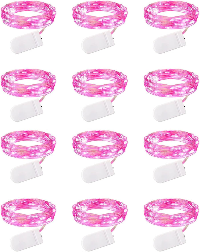 Brightown 12 Pack LED Fairy Lights Battery Operated String Lights - 7ft 20LED Waterproof Silver Wire Firefly Starry Moon Lights for DIY Crafts Wedding Table Centerpieces Party Bedroom Christmas