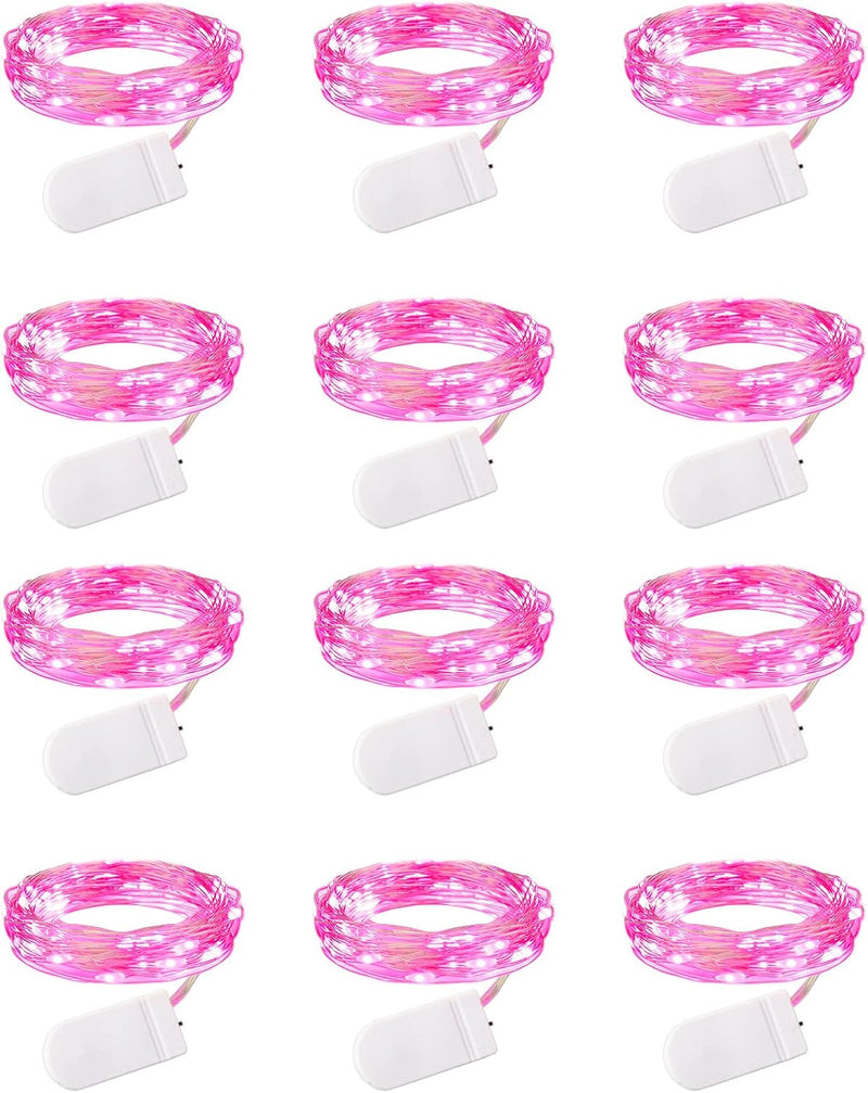Brightown 12 Pack LED Fairy Lights Battery Operated String Lights - 7ft 20LED Waterproof Silver Wire Firefly Starry Moon Lights for DIY Crafts Wedding Table Centerpieces Party Bedroom Christmas