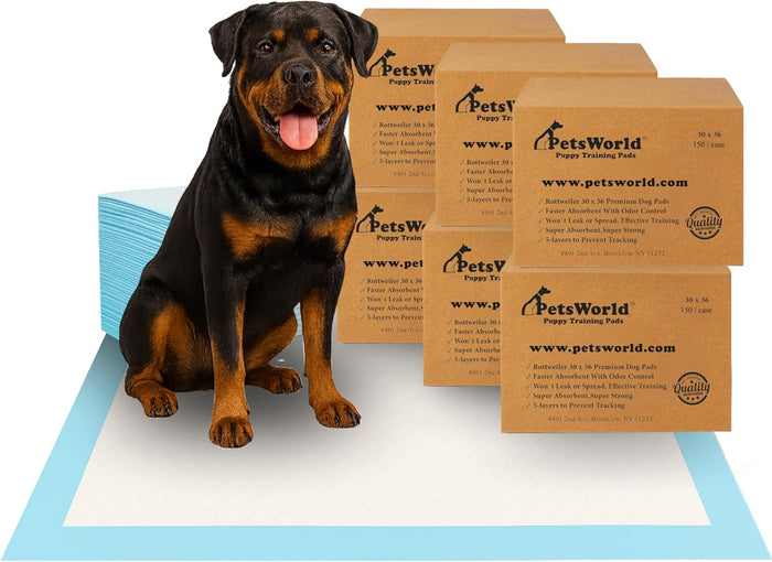 PETSWORLD Extra Large Potty Pads for Dogs, Odor Eliminating 30" x 36", 150 Count Pee Pads for Dogs, Gigantic XL Dog Pads, 5 Layer Ultra Absorbent Technology, Leak Proof Training Pads for Dogs & Cats