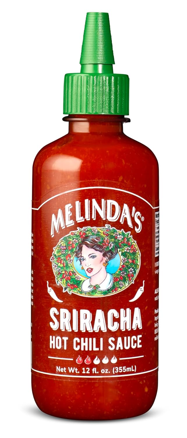 Melinda’s Sriracha Hot Sauce - Classic, Gourmet Sriracha Sauce Made with Fermented Red Jalapeños & Garlic - Keto, Vegan, Non-GMO and Gluten Free Hot Sauce - 12oz, 3-Pack