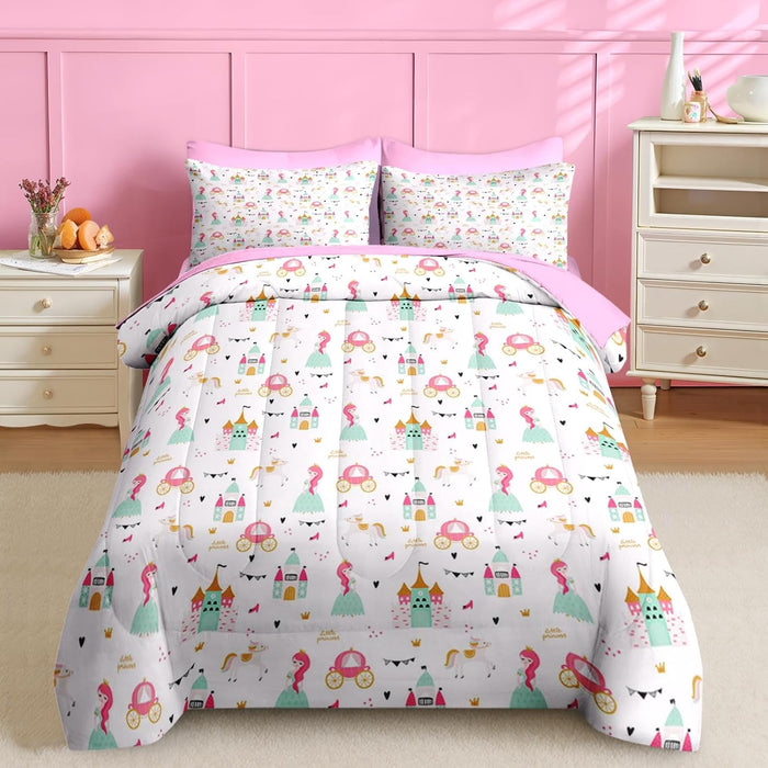 Nesker 7 Pcs Comforter Set Full Size, Computer Games Doodles Bedding for Kids Teen, Gamer Gaming Blackwith Fitted Sheet 2 Pillowcases & 2 Shams for Bedroom Bed Decor