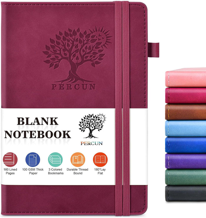 Lined Journal Notebook for Men & Women, 160 Pages College Ruled Journal for Writing, A5 Hardcover Leather Notebooks for Work, School, Business, Travel, Daily Diary 5.9" x 8.5" (Brown)