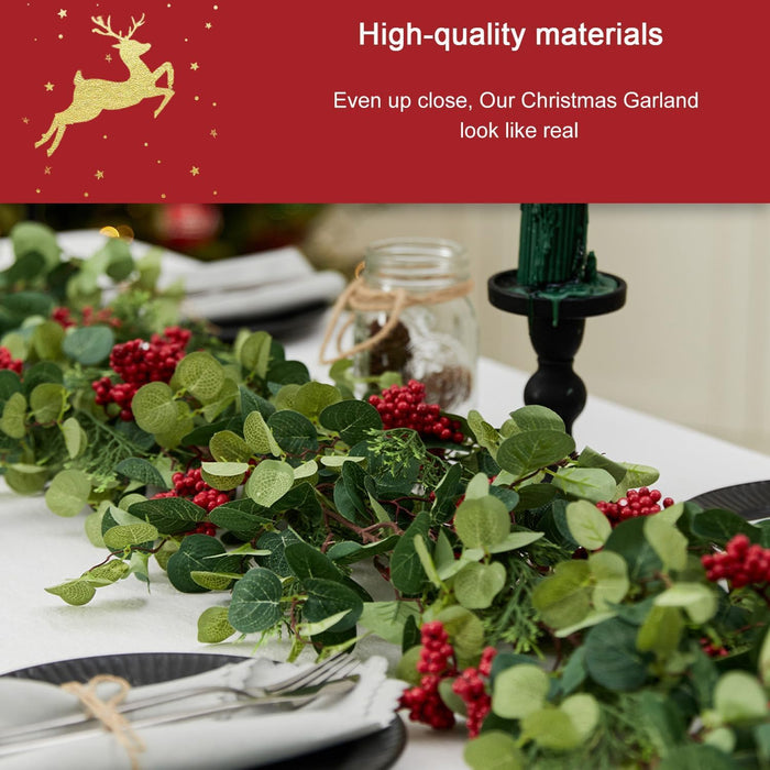 6.3FT Christmas 144 Branch Tips Cedar Garlands, Anna's Whimsy Artificial Pine Cypress Greenery Garland, Decorations Holiday Indoor Outdoor Christmas Decor Winter Garland