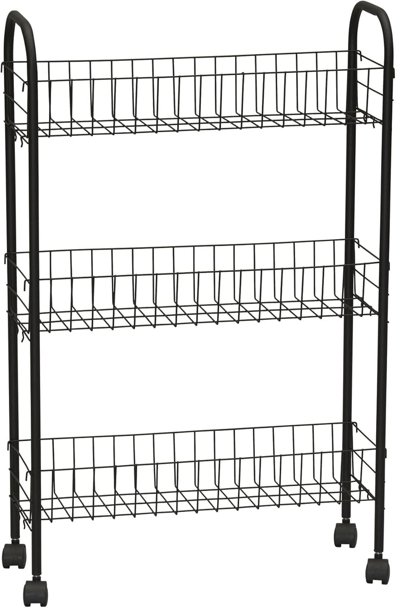 Household Essentials Slim Storage Cart, 3 Shelf Storage Cart with Wheels, Perfect for Laundry Rooms, Bathrooms, Pantries, Kitchens and More